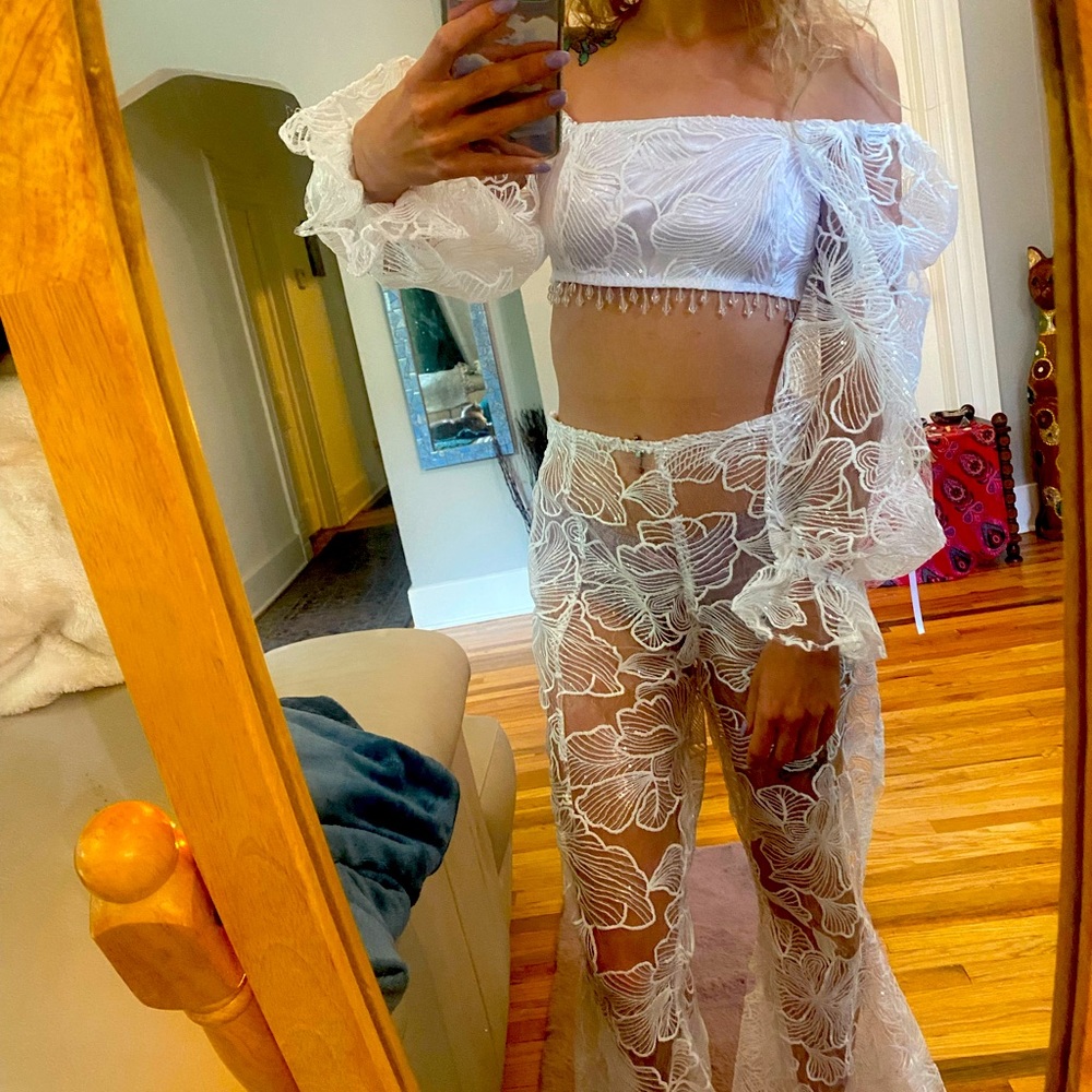 Bianca Pavlic white sheer sequin set